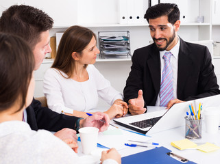 Wall Mural - Businessman with partners in office