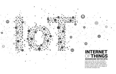 Poster - Vector Polygon dot connect line shaped IoT wording . Concept for telecommunication and internet of things.