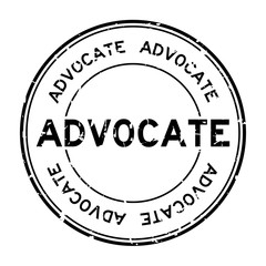 Wall Mural - Grunge black advocate word round rubber seal business stamp on white background