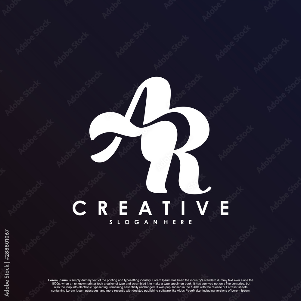 Letter AR A R logo initial overlapping interlock logo. Luxury vector ...