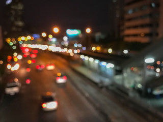 Wall Mural - blur of traffic in the city at night