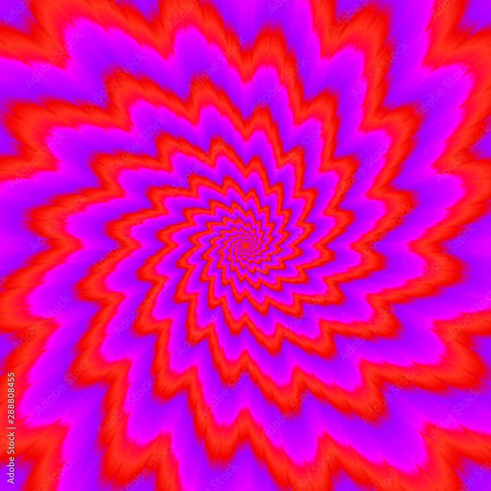 Red flower blossom. Optical expansion illusion. - obrazy, fototapety, plakaty 
