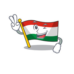 Canvas Print - Two finger hungary flag was hoisted on mascot pole