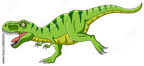 Fotografía Cartoon green t-rex dinosaur growling