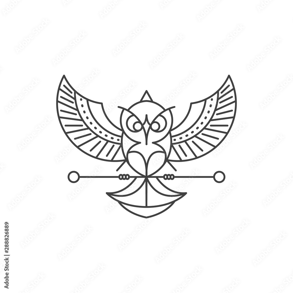 Line art style Owl logo Design. High Quality Vector Illustration Stock ...