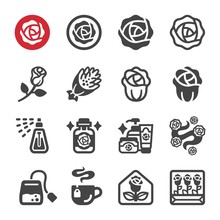 Rose Flower Icon Set,vector And Illustration