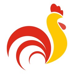 Wall Mural - Rooster cock logo. Flat illustration of rooster cock vector logo for web design