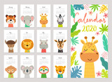 Fototapeta Pokój dzieciecy - animals calendar 2020