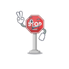 Poster - Two finger sign stop cartoon side street mascot