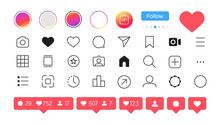 Social Media Icon User. Instagram. Stories User Button, Symbol, Sign Logo. Vector Illustration.