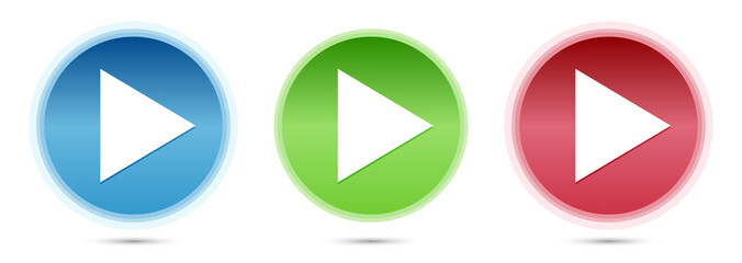 Play icon glass round buttons set illustration
