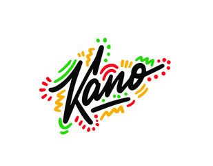 Kano city text design on background for typographic logo icon design