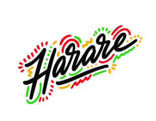 Wall Mural - Harare city text design on background for typographic logo icon design