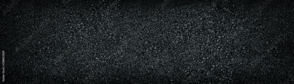 Wide black textured background. Shiny glossy dark panoramic surface - obrazy, fototapety, plakaty 