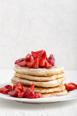 Wall Mural - Strawberry  pancakes,  summer brunch