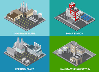 Poster - Industrial Buildings Concept Icons Set