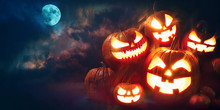 Halloween Pumpkin Head Jack Lantern With Burning Candles