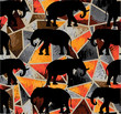 Seamless pattern with silhouettes of african elephants. Stylish summer background, Africa, Egypt, Morocco.
