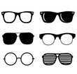 hand drawn black sunglasses vector illustration set. hipster style element design concept