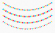 © SMUX - Set of flag garlands. Carnival garland with flags. Decorative colorful party pennants for birthday celebration, festival and fair decoration. Holiday background with hanging flags.