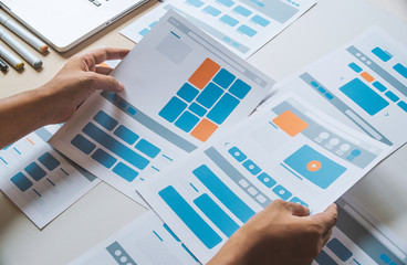 website designer creative planning application developer development draft sketch drawing template l