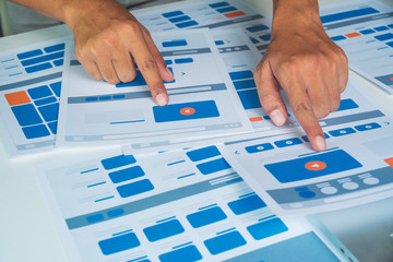 website designer creative planning application developer development draft sketch drawing template l
