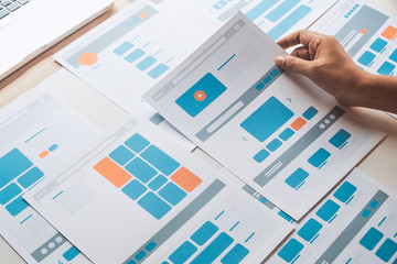 website designer creative planning application developer development draft sketch drawing template l