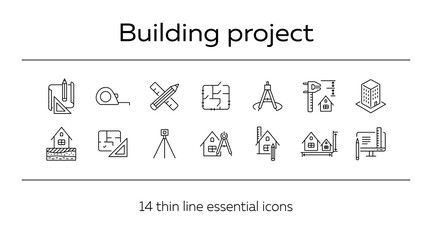 Wall Mural - Building project line icon set