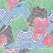 Hand Drawn Blue, Red And Green Striped Longsleeve T-shirts Seamless Pattern.