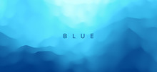 Blue Abstract Background. Realistic Landscape With Waves. Cover Design Template. 3d Vector Illustration.