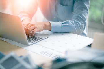 Business Man with laptop, Calendar in office, Business management event . Organizational management, business plan targeted marketing activities, media relations advertising.