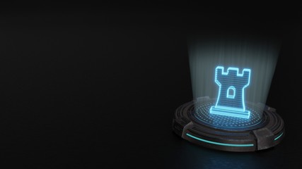 Sticker - 3d hologram symbol of chess rook icon render