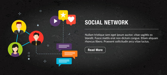 Wall Mural - social network concept banner for internet.