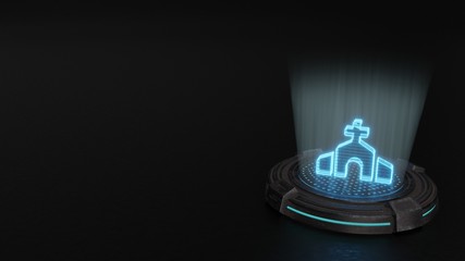 3d hologram symbol of church icon render