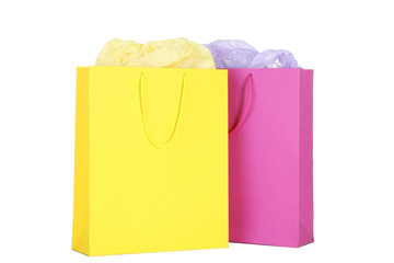 Wall Mural - Colorful shopping bags isolated on white background