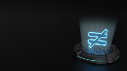 Sticker - 3d hologram symbol of not equal icon render