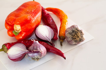 Wall Mural - fresh vegetables on wooden board