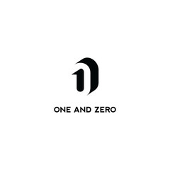 one and zero logo design with hidden space concept