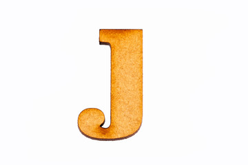 Wall Mural - Lowercase letter j in wood - White background