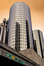 Partial View Of Westin Bonaventure Hotel Tower In Downtown Los Angeles.
