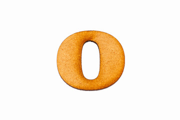 Wall Mural - Lowercase letter o in wood - White background