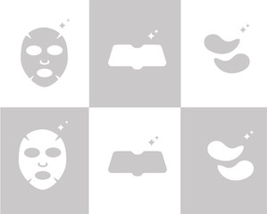 face mask, blackhead nose pack and eye patch.
