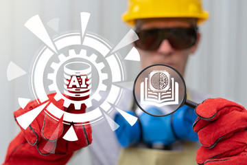Wall Mural - digital ai industrial technology. artificial intelligence in production.