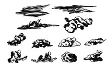 Realistic Vector Cloud Silhouettes Set