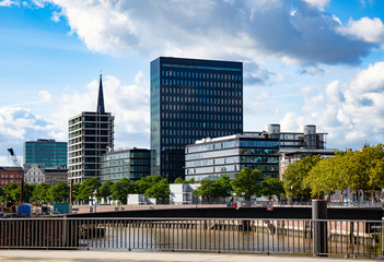 Wall Mural - View over the canals on modern office architecture in Hamburg
