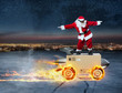 © alphaspirit - Sants Claus and super fast delivery of package service with box like a rocket.