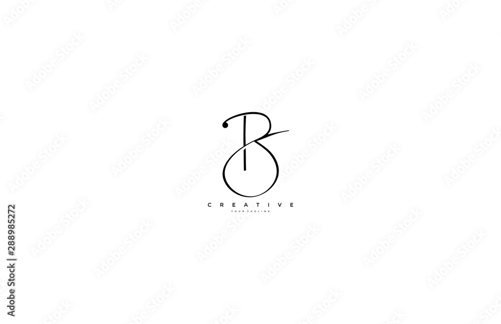 Initial Letter B Logo Manual Black Elegant Minimalist Signature Logo ...