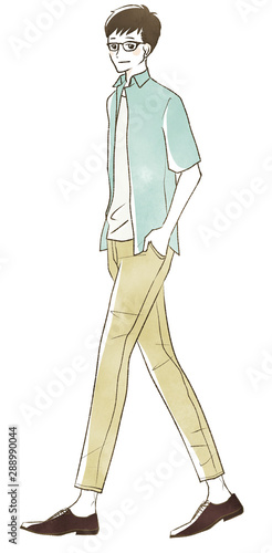 笑顔で歩く男性 Stock Illustration Adobe Stock