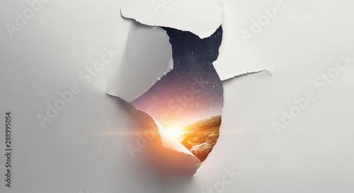 Fotomural Effect of torn paper hole