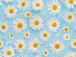 © Nataliia Pyzhova - Seamless pattern with chamomile flowers on light blue background.